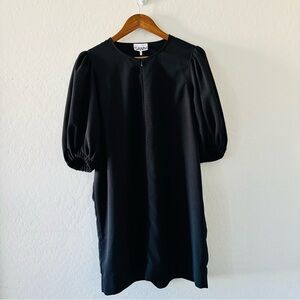 GANNI Black Puff Sleeve Mini Dress Size 42 EU Balloon Sleeve Shift Dress